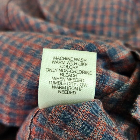 ROWM Mens Long Sleeve Button Up Check Blue Burgundy Shirt Tall Size XLT (10) - Picture 9 of 10